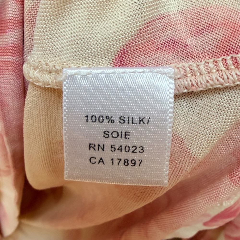 Vintage Banana Republic Blouse M Pink Rose Silk Tie Neck Floral Romantic Top - Picture 5 of 6